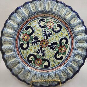 Vintage Hand Painted Mexican Talavera Pottery Plate